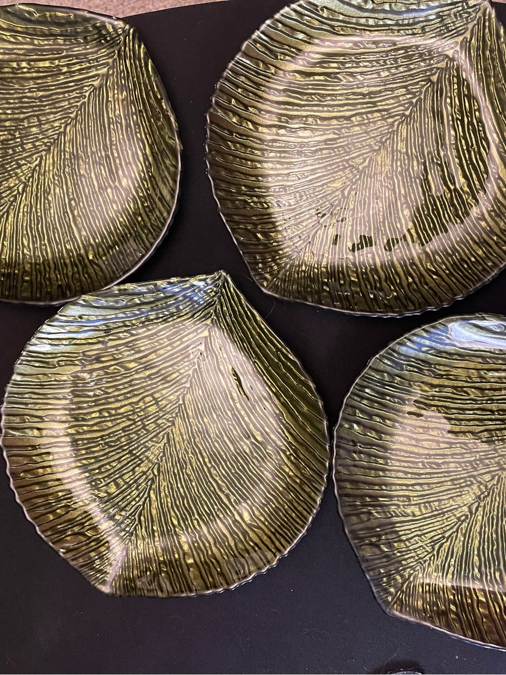 Princess House Olive Green Textured Ceramic Salad Plates - Set of 4